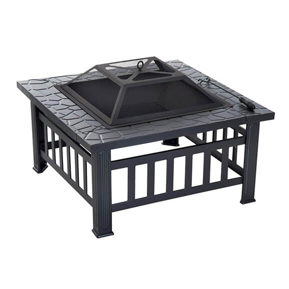 Square multifunctional iron window grill design Steel fire pit barbecue charcoal bbq grills