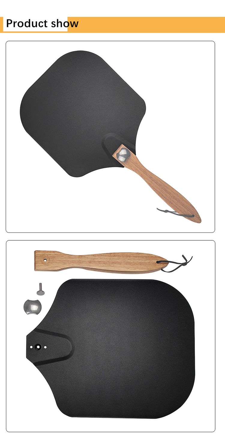 pizza peel with cutter shovel 3 in 1 set wood handle Mezzaluna Knife For Dessert Displaying