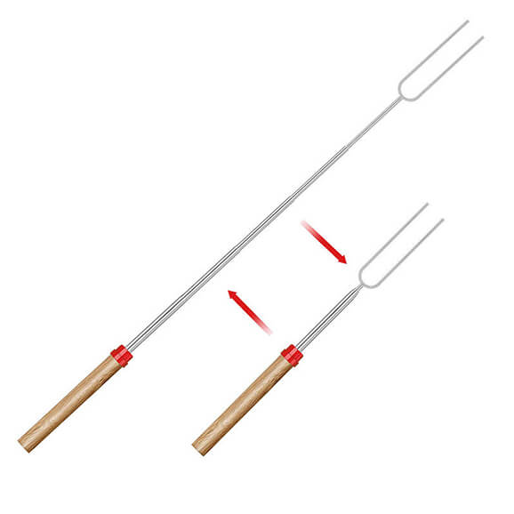 80 cm Extension-Type Rotate Stainless Steel Roasting Marshmallow Sticks Skewers Rotary BBQ Fork Tool Packing