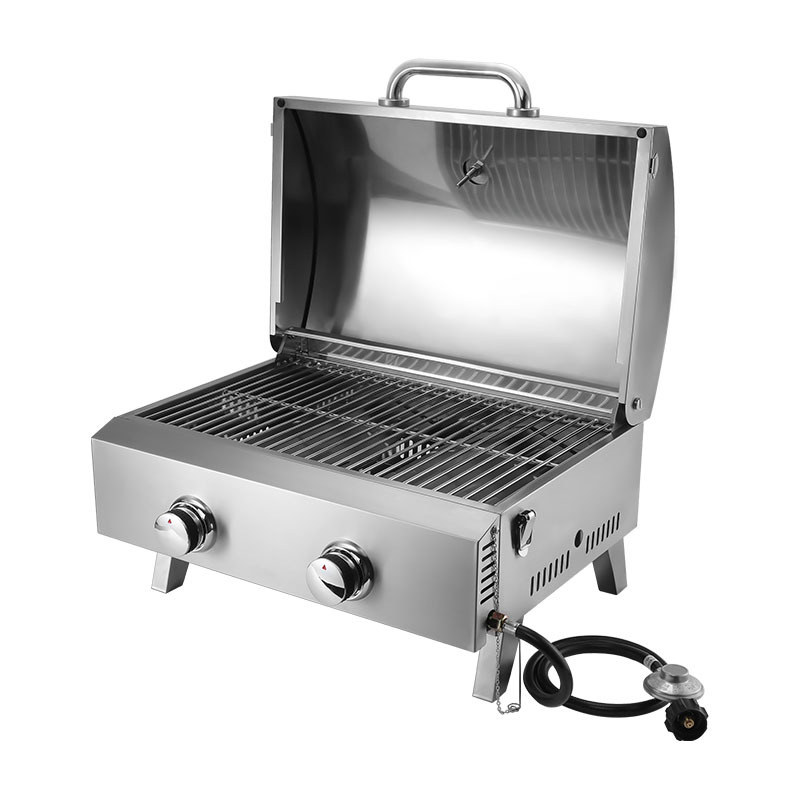 New two-burners tabletop portable grills portable propane grill stainless steel material easily cleaned and assembled factory manufacture