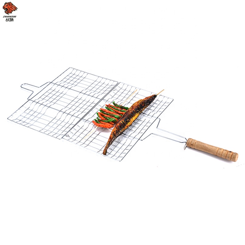 Hot sale Outdoors rotating bbq grill grate six Hamburgers Broiler BBQ wire bbq grill cooking basket