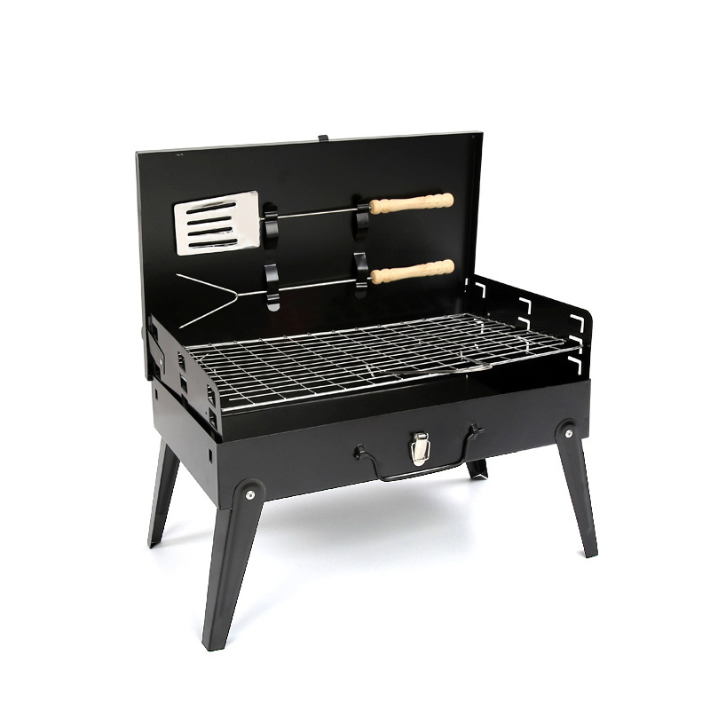 High Quality Camping Suitcase Charcoal BBQ Grill Foldable Barbecue Smoke Stove