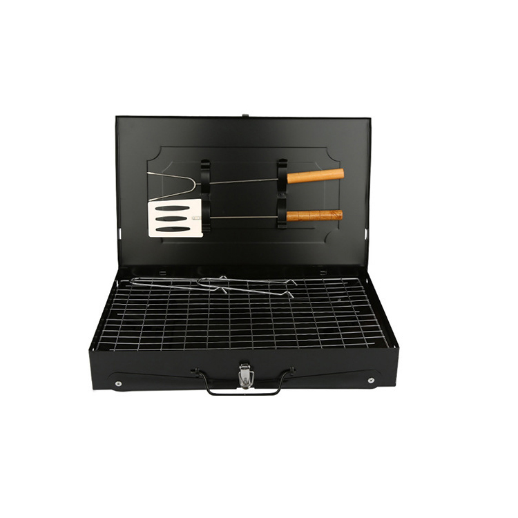 Hot selling outdoor camping portable box type barbecue grill home use charcoal BBQ grill