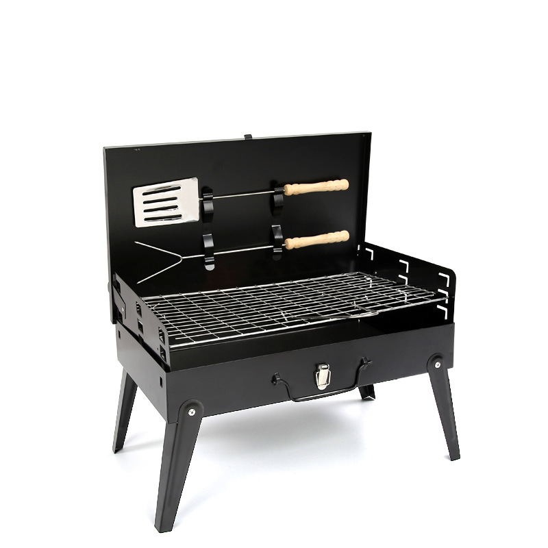 Hot selling outdoor camping portable box type barbecue grill home use charcoal BBQ grill