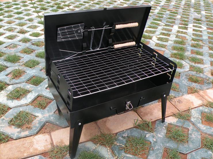 Hot selling outdoor camping portable box type barbecue grill home use charcoal BBQ grill