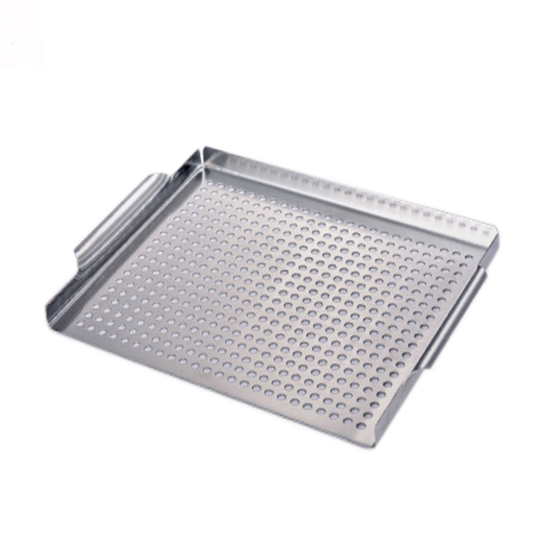 Eco-Friendly BBQ Frying Pan Punched Stainless Steel Barbecue Tray Outdoor Barbecue Grill Plate