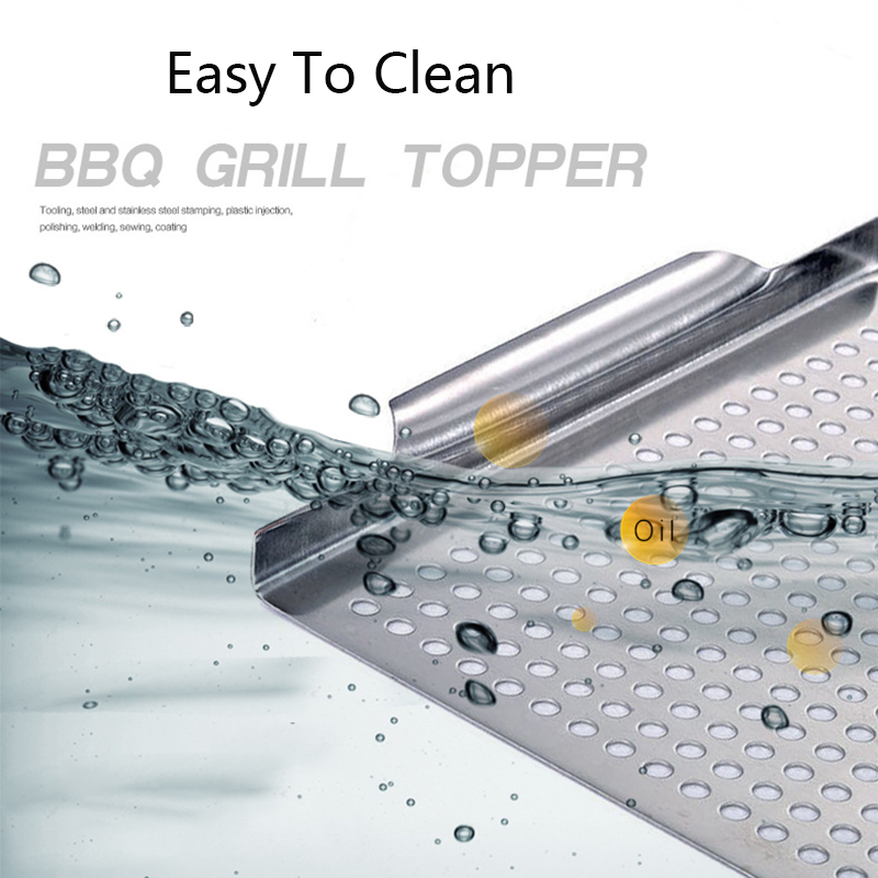 Eco-Friendly BBQ Frying Pan Punched Stainless Steel Barbecue Tray Outdoor Barbecue Grill Plate