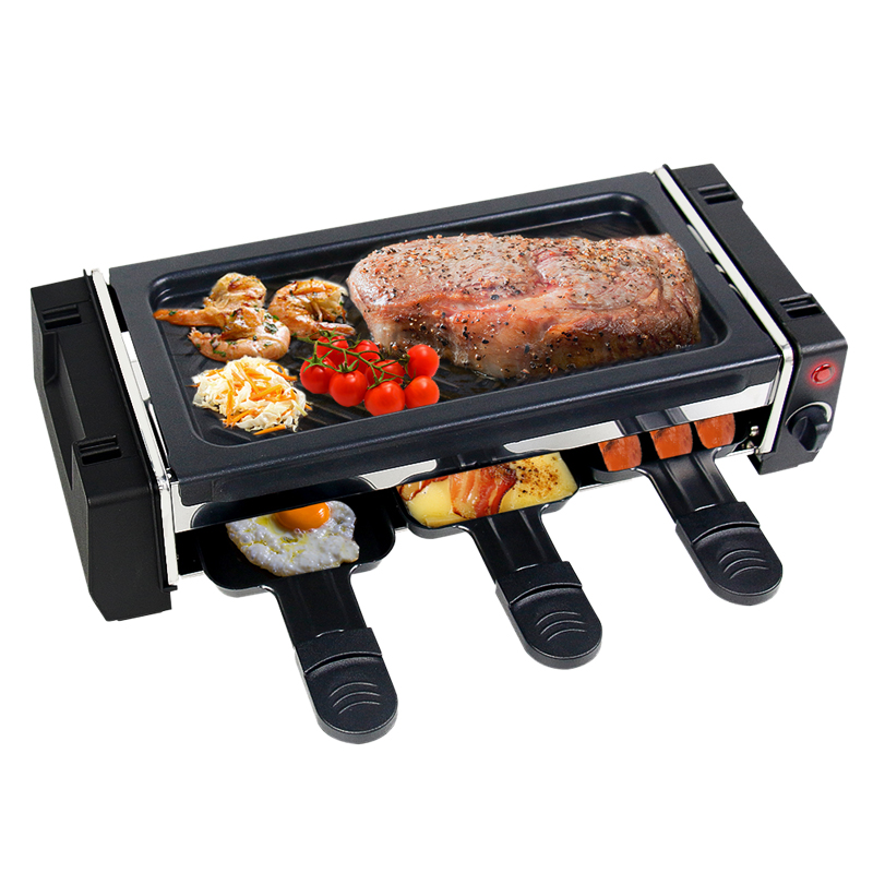 Hot sale commercial electric grill three handle baking pan outdoor and indoor kitchen smokeless grill