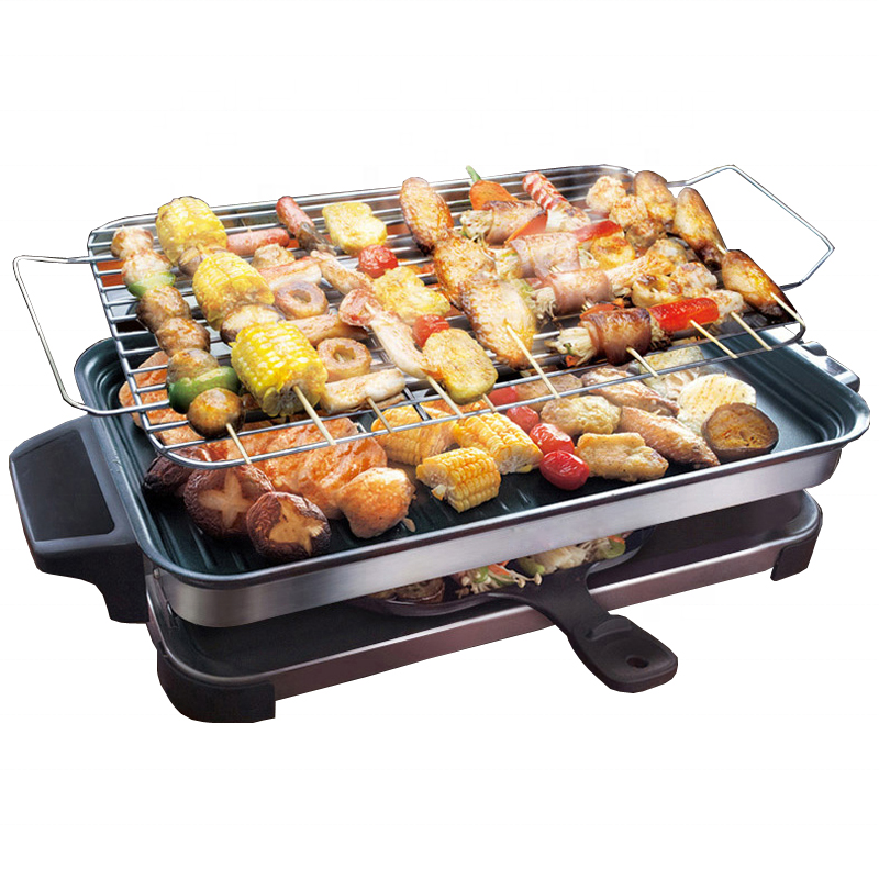 Commercial smokeless non-stick electric barbecue grill pan kitchen tabletop outdoor bbq grill