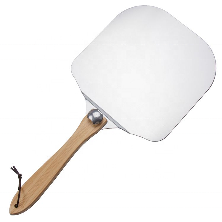 High quality aluminum pizza peel customized wooden handle pizza shovel kitchen baking multifunctional pizza spatula