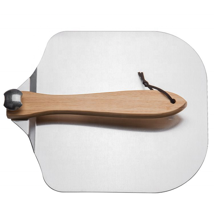 High quality aluminum pizza peel customized wooden handle pizza shovel kitchen baking multifunctional pizza spatula