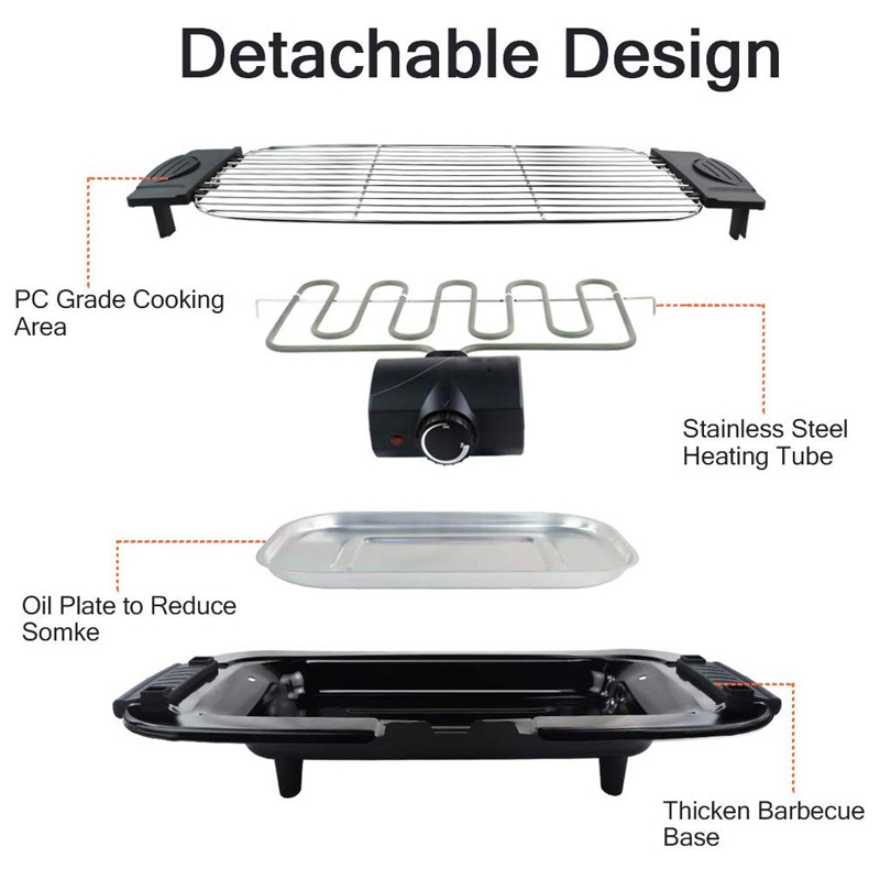 High Quality Mini Smokeless Electric BBQ Barbecue Grill Adjustable Height