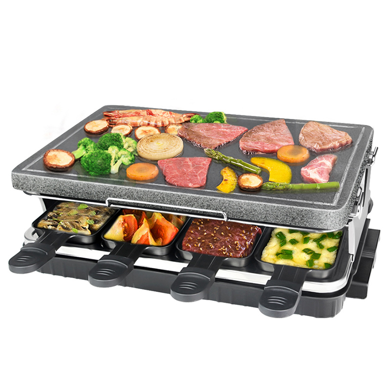 8 Hand Dish Multifunction Electric Raclette Grill Stone Plate Barbecue Grill Indoor Smokeless