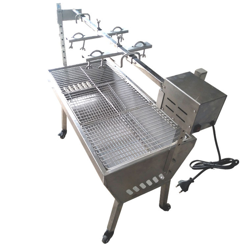 Stainless Steel Electric Rotary Chicken Grill Machine Rotating Rotisserie Suckling Pig Charcoal BBQ Grill