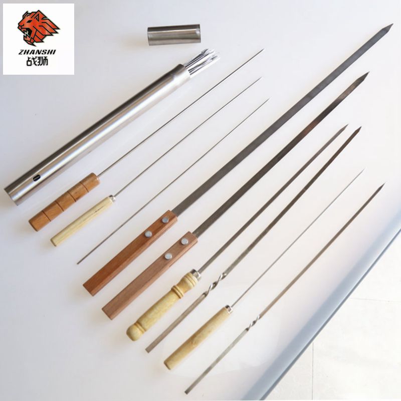 Eco-Friendly Reusable Stainless Steel BBQ Skewers Aluminum Kebab BBQ Sticks