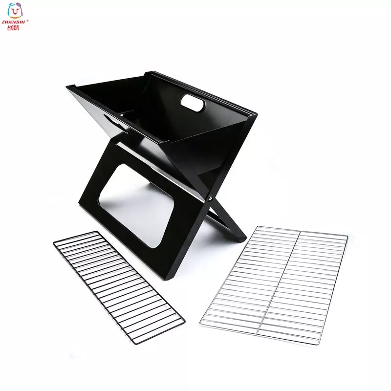 Small Portable outdoor camping X shape bbq grill bar bbq grill Foldable Notebook Charcoal barbecue Grill