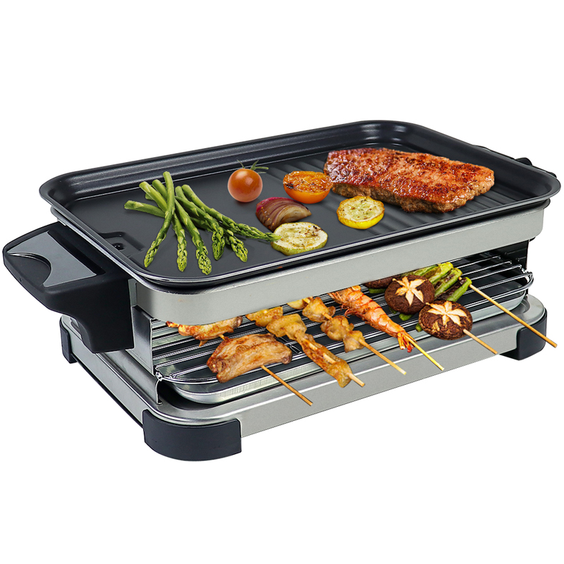 Korean Non-Stick Electric Tabletop Raclette Grill Home Use Roast Meat BBQ Dual-purpose Grill