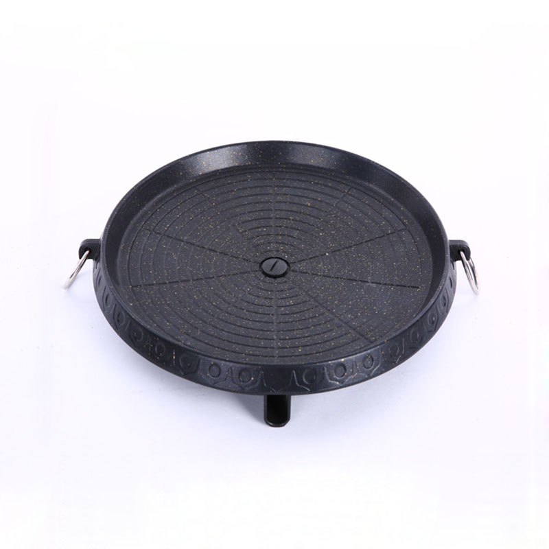 Korean Barbecue Roasting Pans Maifan Stone Non Stick Outdoor Cookware Round Teppanyaki Frying Plate For Sale