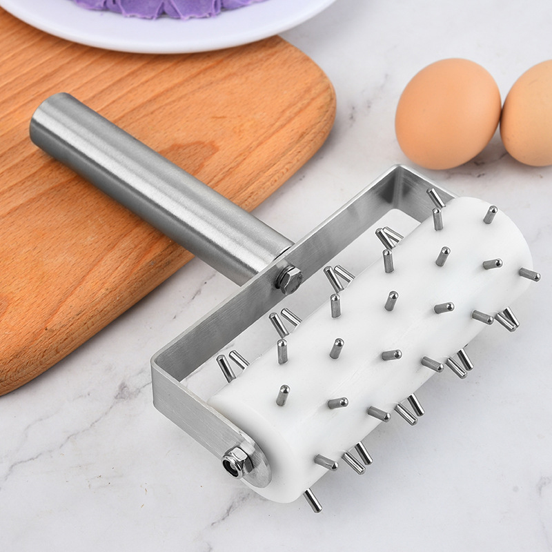 Stainless Steel Pizza Needle Roller Wheel Baking Tools Pastry Pie Cookies Dough Hole Punch