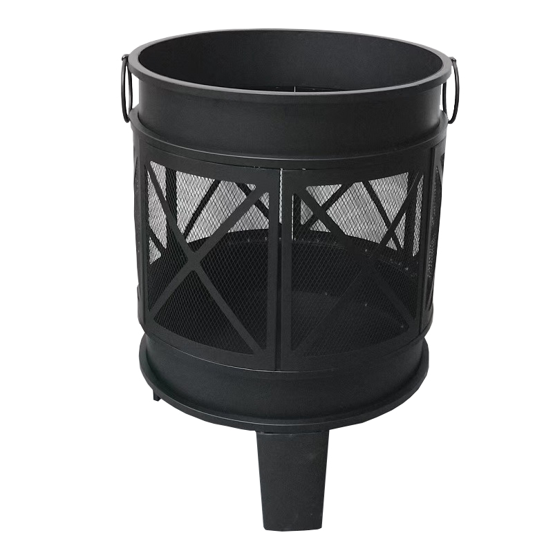 Outdoor Camping Portable Metal Deep Basket Charcoal Heating Round Fire Pit Wood Burning Stove