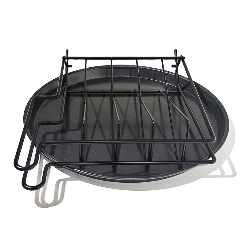 10/11 Inches Pizza Baking Pan Stacking Rack Folding Side Dishes Standing Rack With Three Non Stick Pizza Plate