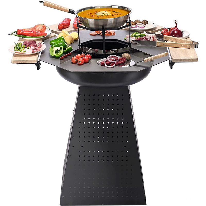 Multifunction Charcoal Teppanyaki Cooking Barbecue Grill Outdoor Garden Metal Fire Pit Grill Table BBQ