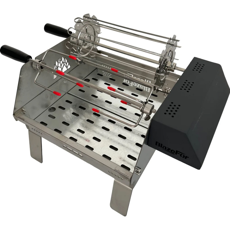 BlazeFor Desktop Single-row Rotisserie Oven Outdoor Adjustable Charcoal Electrical Rotating BBQ Grill Box with Height Adjustable Feature